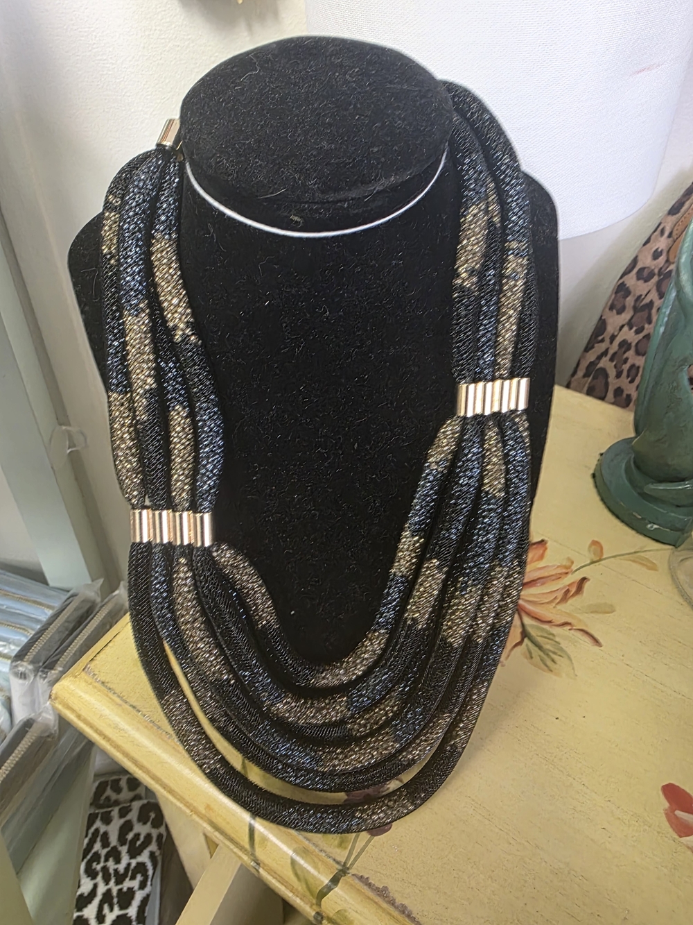 Joan Rivers Black and Gold Multi-Strand Statement Necklace